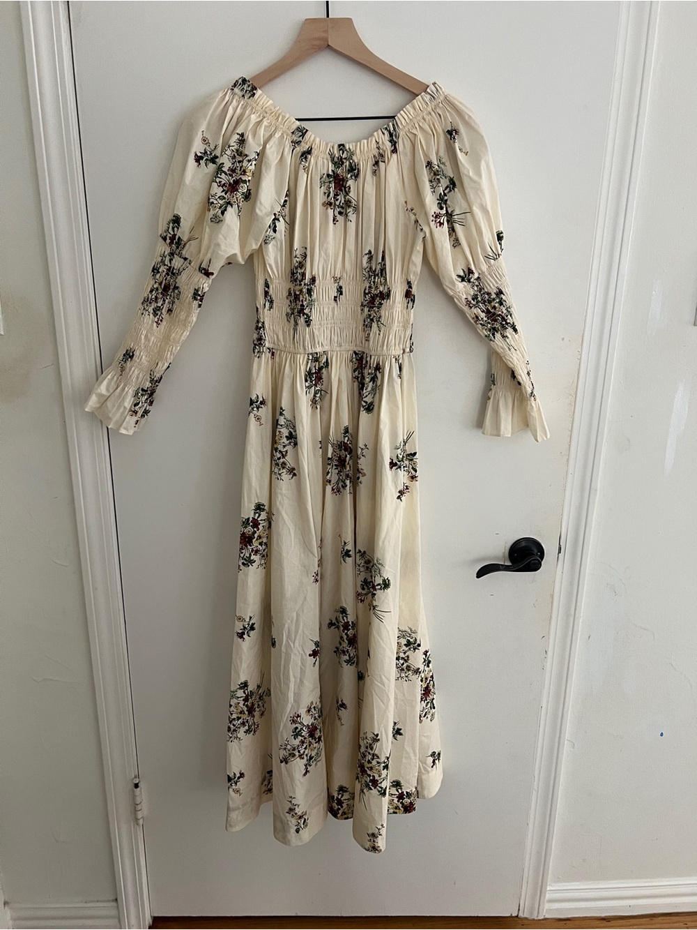 Doen Kaira Dress XS Flawless Cream Floral Smocked Midi Dress - Picture 11 of 14